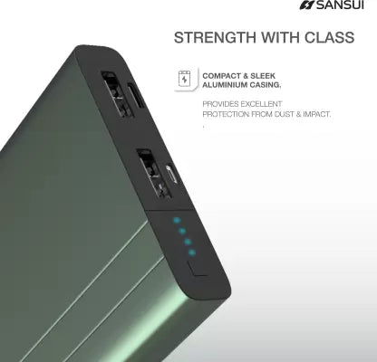 Sansui 10000 mAh Power Bank (12 W, Fast Charging) (Green, Lithium Polymer) Sansui 10000 mAh Power Bank (12 W, Fast Charging) (Green, Lithium Polymer)